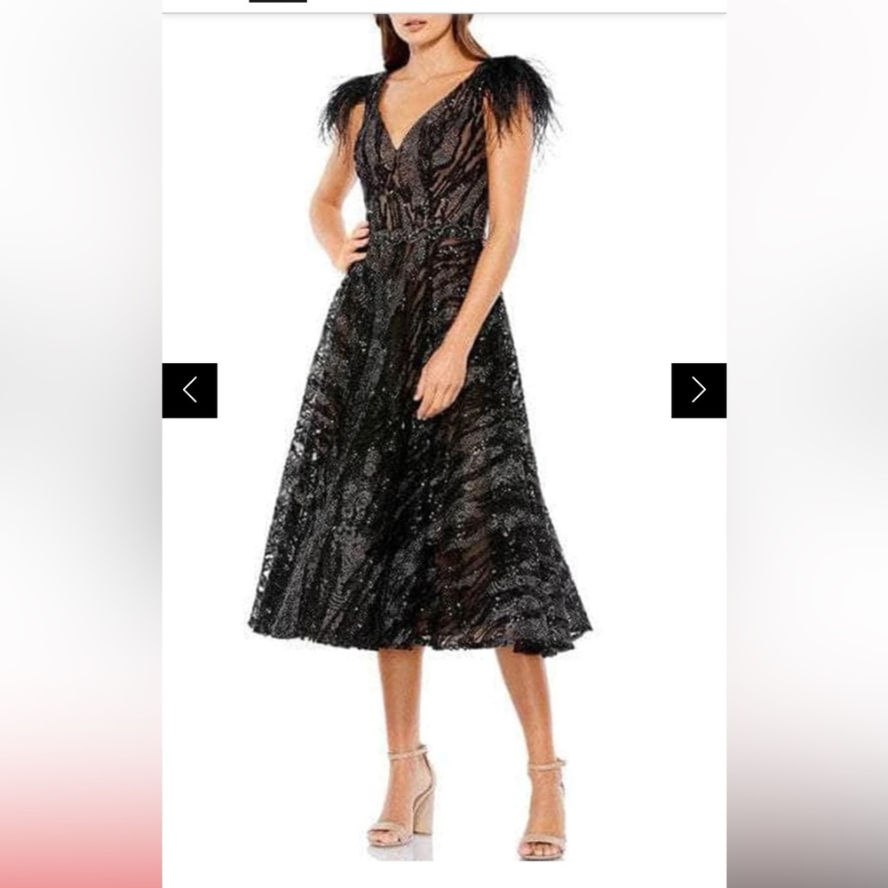 Mac Duggal NEW  - Sleeveless V-neck Short Dress Feather Dress